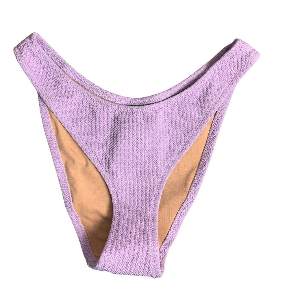 New! J. CREW Textured Curved Waist Cheeky Bikini Bottom Size Small Lavender